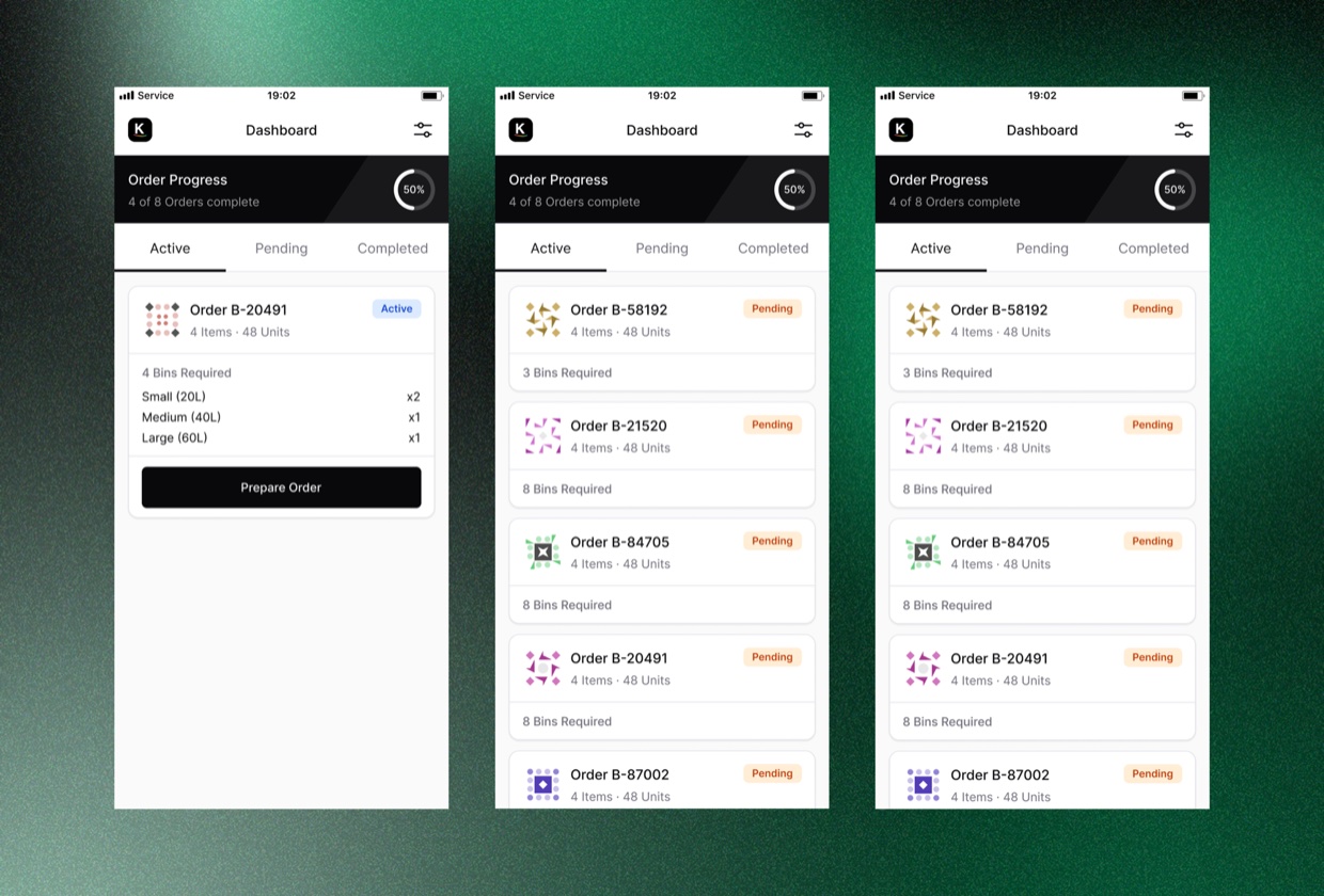 Order preparation app for warehouse teams with bins and batch progress
